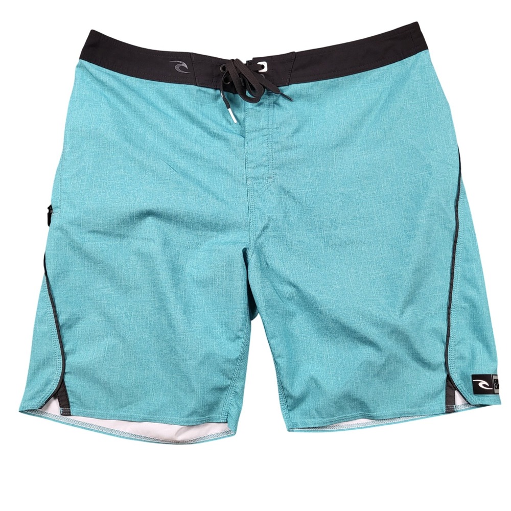 Rip Curl Mens Board Shorts Size 36 Teal Black Performance Surf‎ Swim Trunks